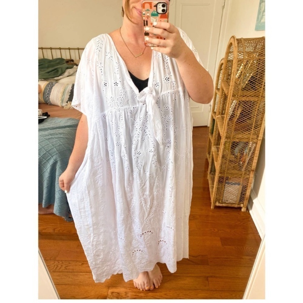 YOUNG Fabulous & Broke Eyelet White Maxi Cover Up Dress Bohemian Vacation Cruise